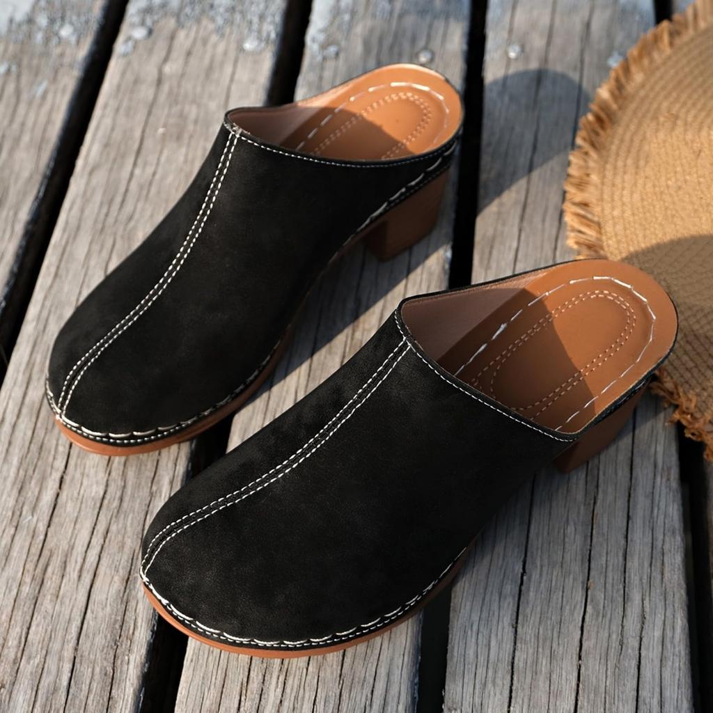 Mules Damensommerschuhe mit orthopädischem Fußbett bequeme Clogs und Mules für Mules mit Absatz Sandalen Absatz elegante Sommerslipper
