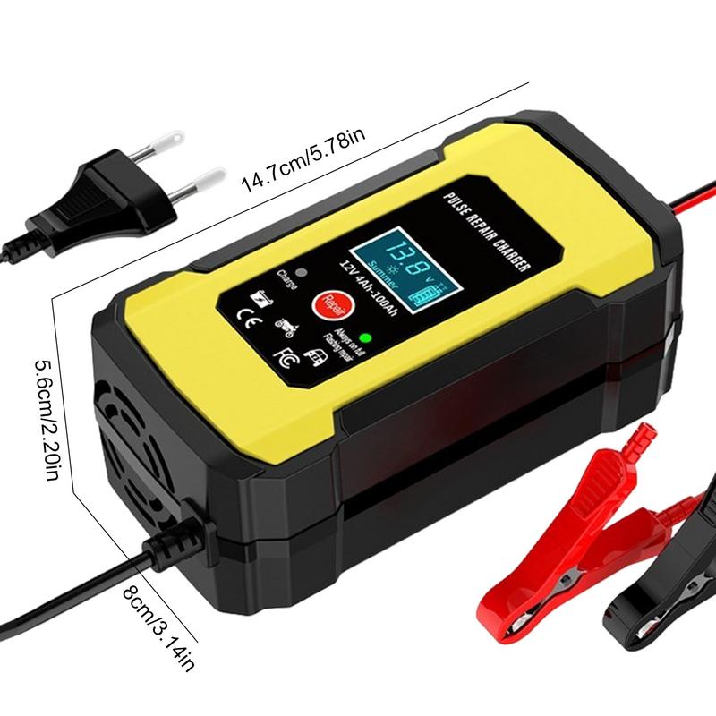 Battery Maintainer Motorcycle 12V6A Smart Car Battery Repairing Pulse Charger 4Ah-100Ah Automotive Battery Repair Supplies For