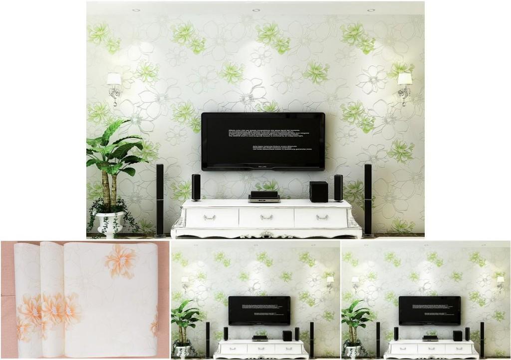 Euro Style Floral Wall Paper With Embossed Silk Fabric For Bedroom Decor
