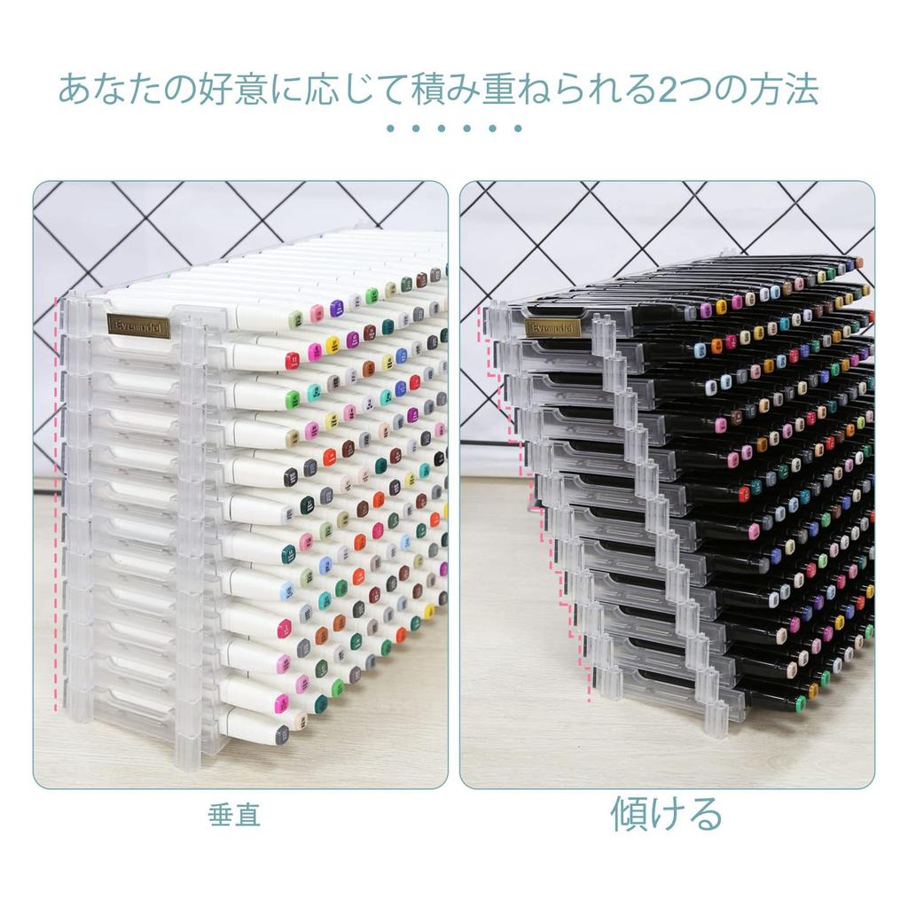 180 Slot Transparent Universal Marker Storage Tray with Pen Holder Display for 180 Pens SN01C Pencil Holder (Transparent, 12)