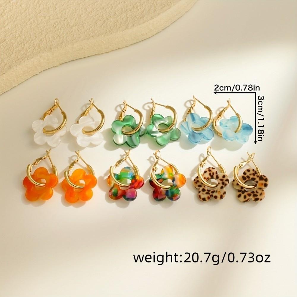 Modisches Acryl-Ohrringe-Set Bunte Vielseitige Ohrringe Geschenk Blume Anhänger Elegante Hängeohrringe Damen Mädchen Geschenk