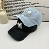 Cute Cartoon Rabbit Baseball Cap Men and Women Washed Denim Couple Soft Top Big Head Curved Brim Cap Men