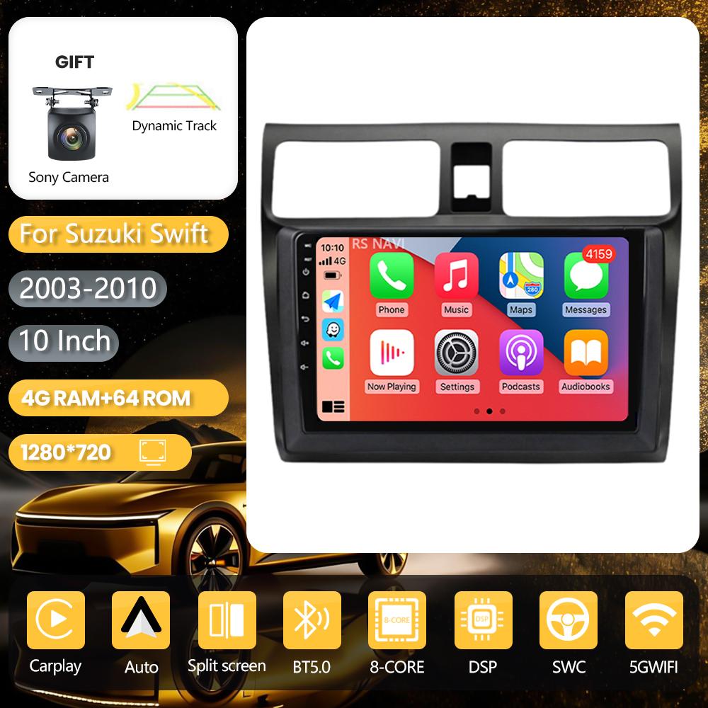 Android 16 for Suzuki Swift 2003 - 2010 Carplay Auto Radio Multimedia Player Car Radio GPS Stereo QLED Screen 360° Camera