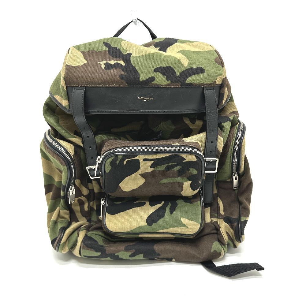 

SAINT LAURENT PARIS 437110 Multi-pocket camouflage Backpack Canvas/Leather Green