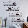 Music Notes Cat Piano Living Room Bedroom Warm Background Wall Stickers