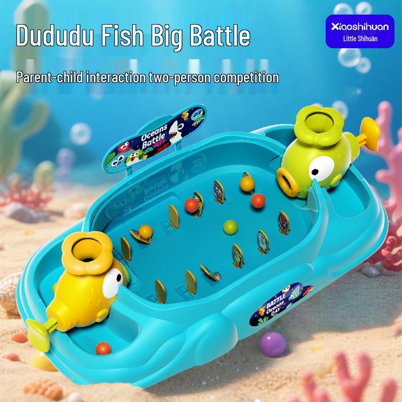 Children's Interactive Two-Player Marble Launcher Game - Bubble Fish Battle Desktop Toy