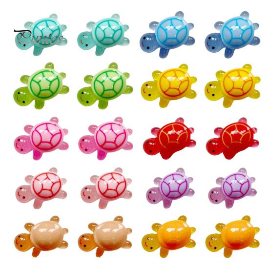

20 шт. Миниатюрная светящаяся фигурка черепахи, светящаяся в темноте, маленькая красочная модель черепахи, миниатюрная статуэтка животного из смолы, украшение, сувениры для вечеринки разноцветный