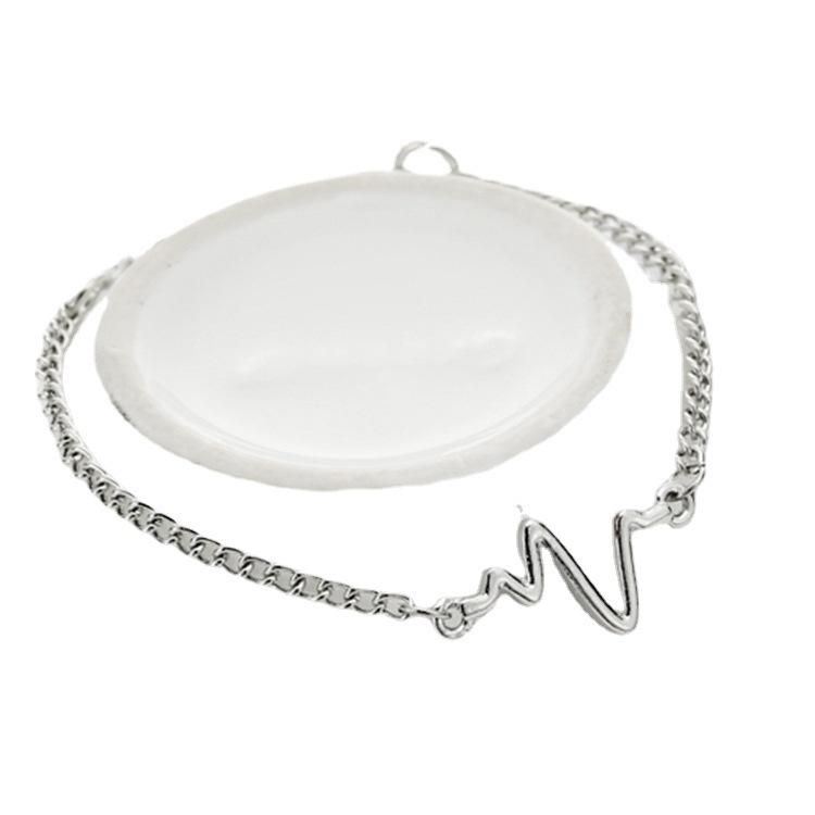 Simple Personalized Design Electrocardiogram Lightning Bracelet, Couple Heart Rate Bracelet