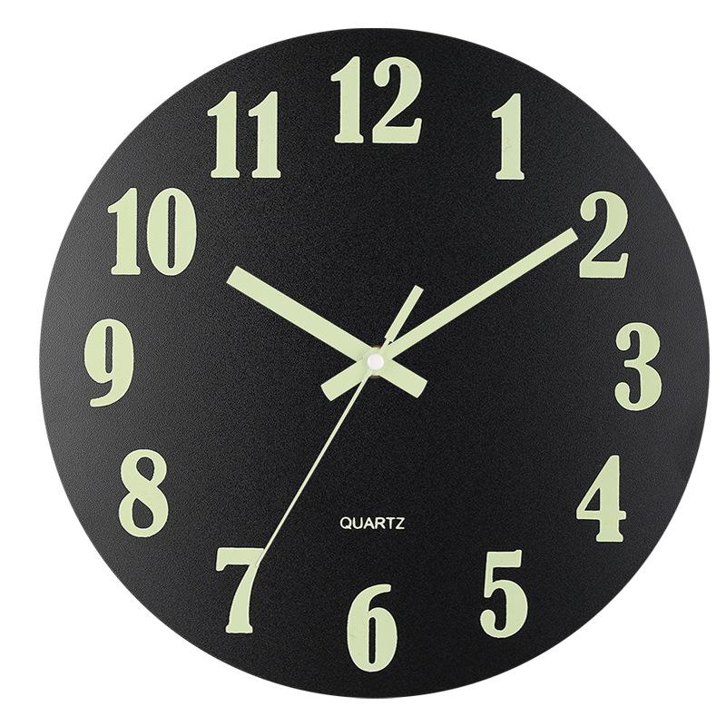 8-inch Wood Board Wooden Luminous Wall Clock Silent Clock MDF Wood Grain Creative Luminous Fluorescent Clock
