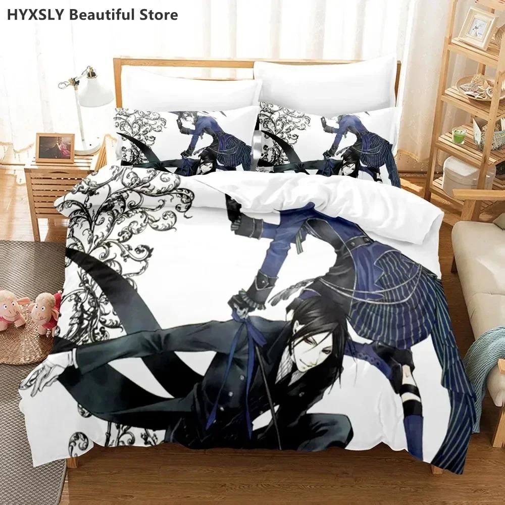 Black Butler Anime Bedding Set Duvet CoverPillowcases Single Twin Full Queen King Kids Teens 3D Duvet Cover Sets Bed Linen