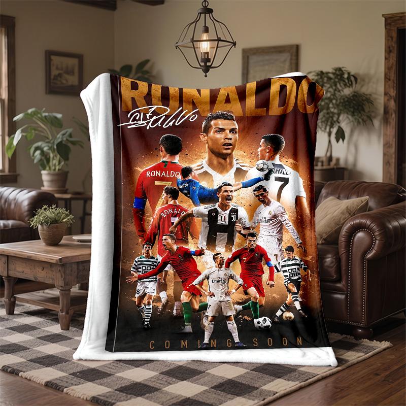 Cristiano Ronaldo Motiv Fleece-Decke Gemütliche Weiche Plüschdecke Für Schlafzimmer Couch Reise
