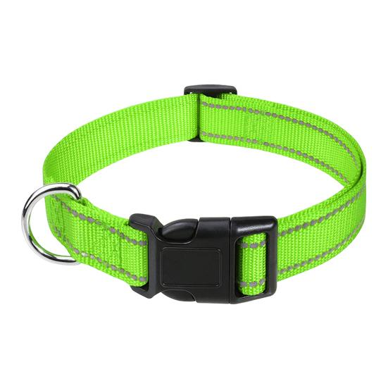 Reflective Dog Collar Nylon Dog Collar with Metal D-Ring Adjustable Fit Safe Dog Collar for Small Large Medium Dogs Night Walking