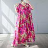 Simple and Fashionable Long Skirt Summer Short Sleeved Round Neck Printed Dress