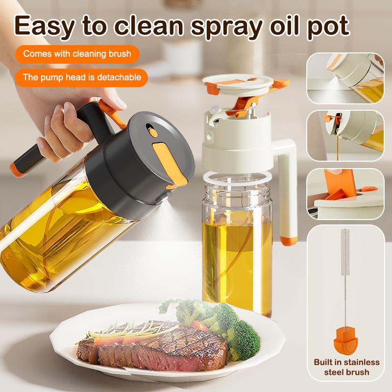 470/650Ml 2 In 1 Oil Spray Bottle With Pour Spout Leakproof Multifunctional Large Capacity Glass Oiler Kitchen Cooking Accessory