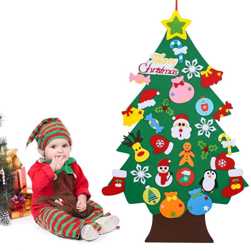 Kinder DIY Filz Weihnachtsbaum Frohe Weihnachten Dekorationen für Zuhause 2021 Weihnachtsschmuck Navidad 2022 Neujahr Geschenke Weihnachtsbaum