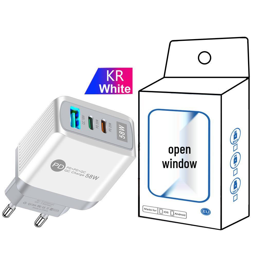 58W Dual Fast Charger with 2PD + QC3.0 - Compatible with EU, US, UK, KR, AU Standards