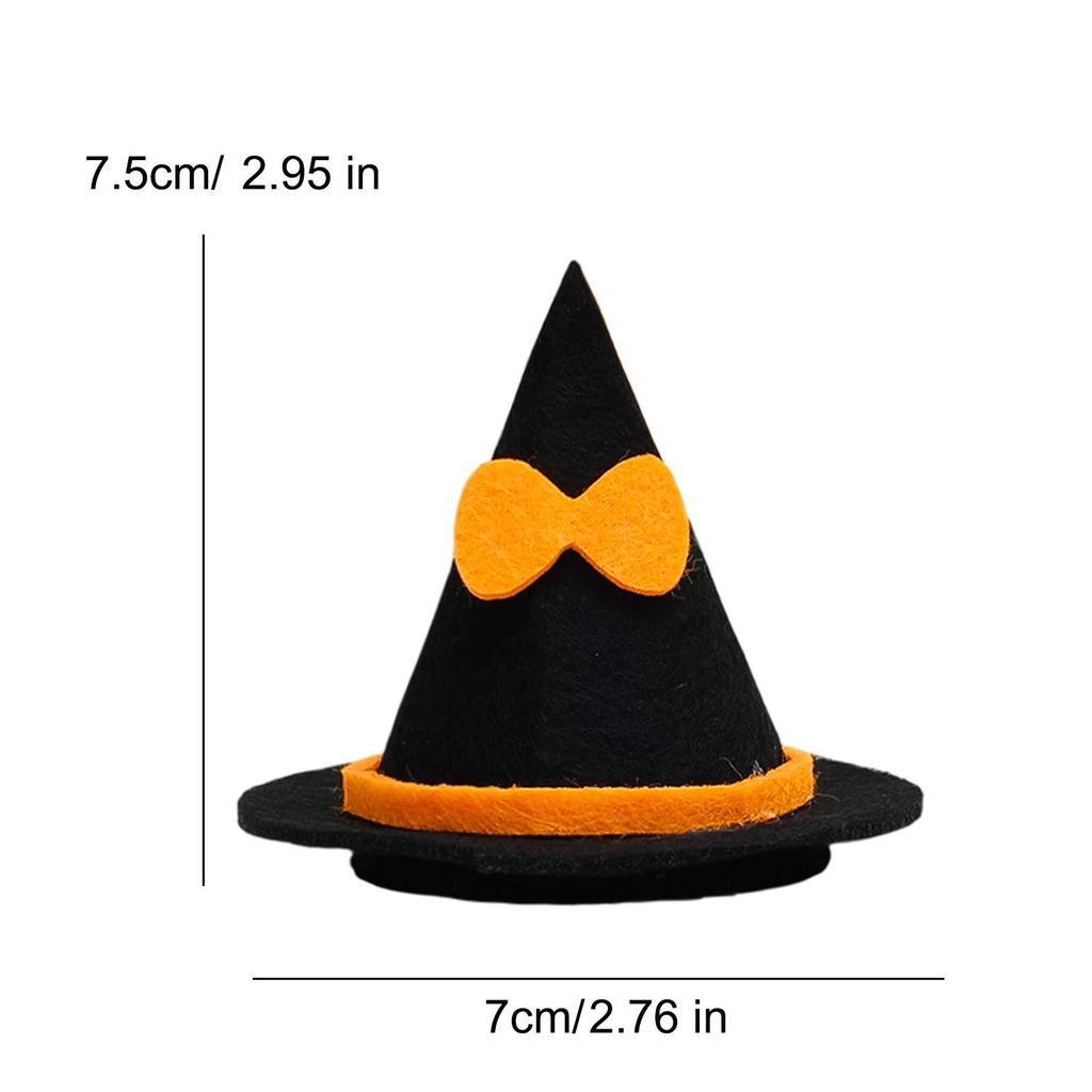 50/1Pcs Halloween Miniature Witch Hats Felt Bow Ornaments for Doll Figures Bottles Cupcakes Home Table Party Decoration Supplies