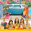 Summer Beach Hawaiian Background Tropical Floral Surfboard Aloha Sea Birthday Holiday Party Decoration Banner Photography Props
