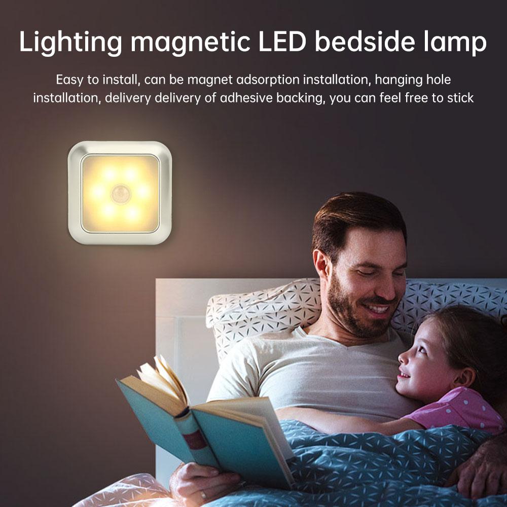 6LED Cabinet Light Motion Sensor Night Light Magnetic LED Wall Lamp Human Body Infrared Motion Sensing Light