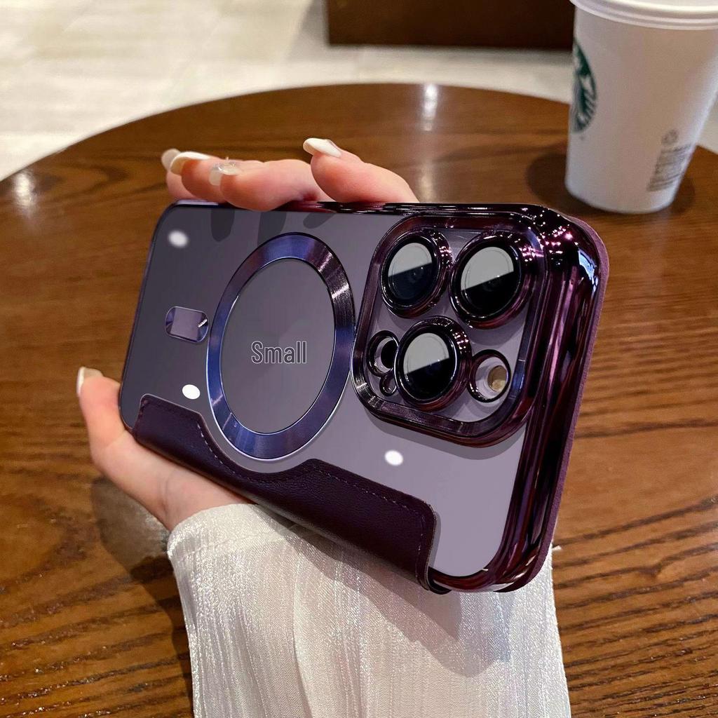 "iPhone 16 Flip Lederhülle für Apple 15 Pro Max: Magnetisches, galvanisiertes Anti-Fall-Design für SE4"