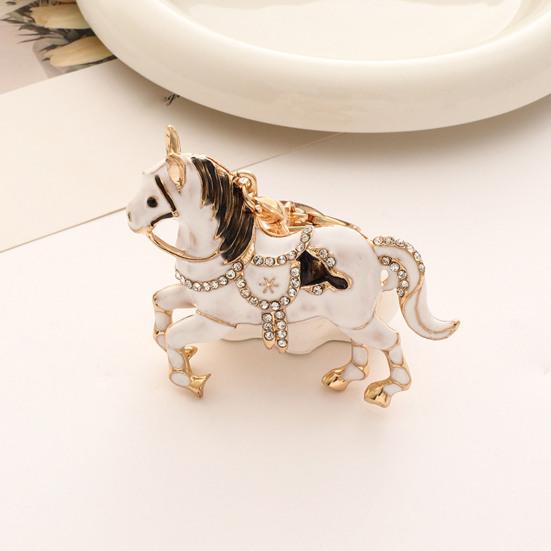 Keychain Pendant Sparkling Rhinestones Horse Design Decorative Key Ring Doors Backpacks Handbags Key Finder