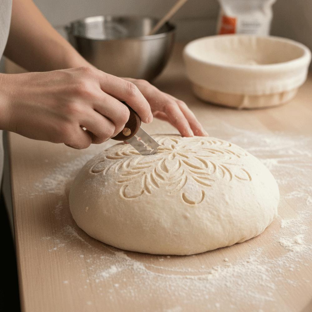 Abnehmbarer Teigschneider mit 5 austauschbaren Klingen Brotschneidemesser Sauerteig-Einschieber Geschenk
