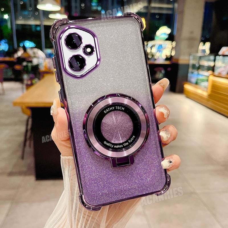 Honor400 Luxury Glitter Plating Holder Case For Huawei Honor 400 Pro Lite Shockproof Protect Silicone Stand Cover honor400pro