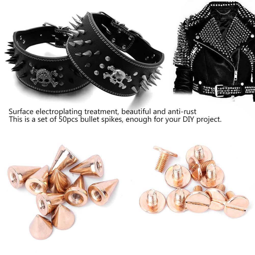 50pcs 7*10mm Spikes Punk Rivets Leathercraft Studs Clothing Decoration (Bronze)