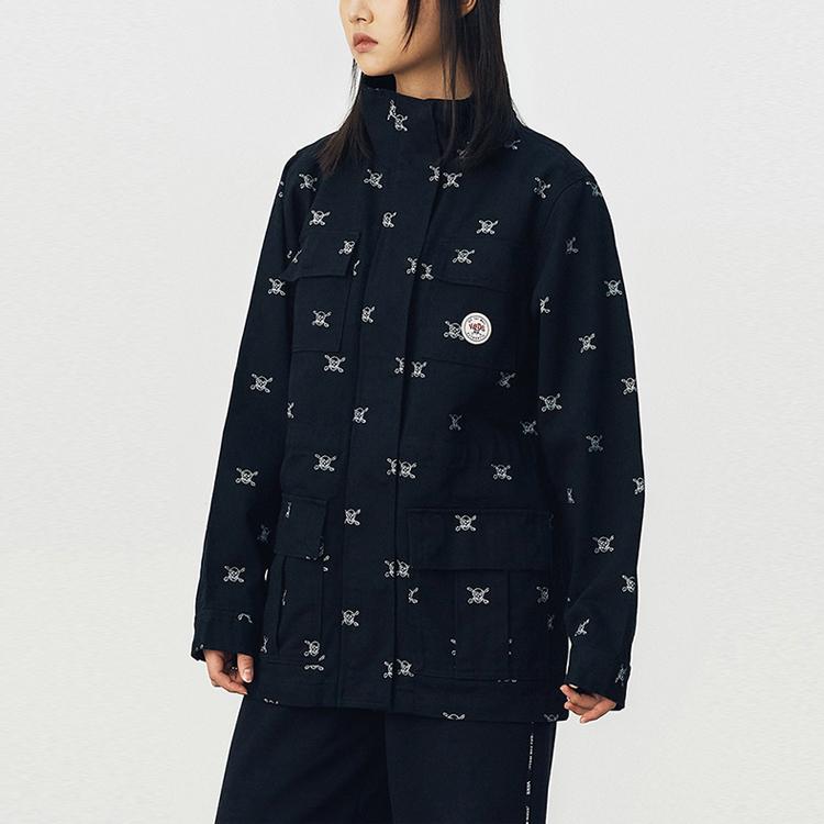 Vans Skull Pirate Print Multi-Pocket Work Jacket Men Jacket Black VN0A54KOBLK