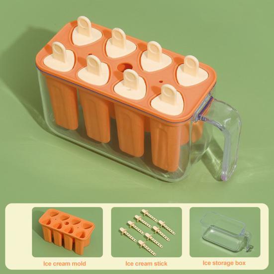 Eisform 8 Fächer Lebensmittelqualität Leicht zu lösen DIY Sommer Gefrierschrank Eis am Stiel Form Eisstiel Behälter Küchenzubehör