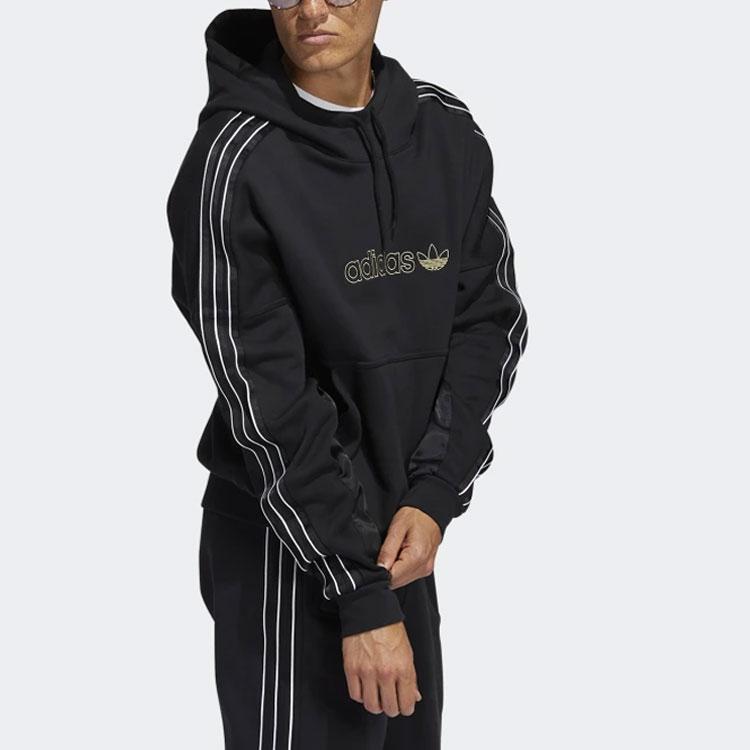 adidas Originals Trefoil Stripe Pullover Hoodie Casual Daily Sweatshirt Men Black H31284