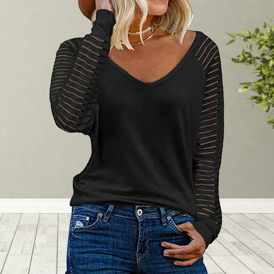 

Yousheng осень-весна женский топ с V-образным вырезом однотонный свободный пуловер повседневный полосатый простой стиль средняя длина женская блузка S серый