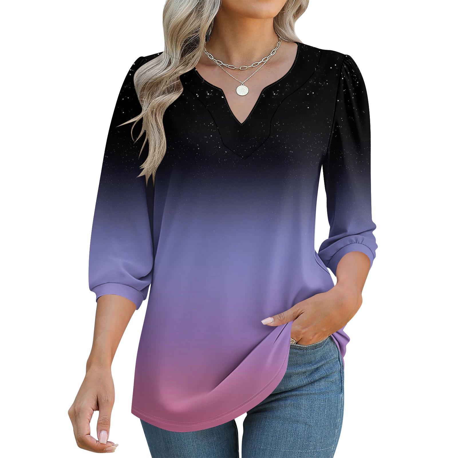 

Women s 3/4 Sleeve Shirts Graphic Tees Shirts Casual Basic Tops Pullovers S чорний