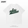 Summer Fashion Heavyweight Retro Men's English Letters 100% Cotton Printed Round Neck High-quality Casual Fitness Street T-shirt