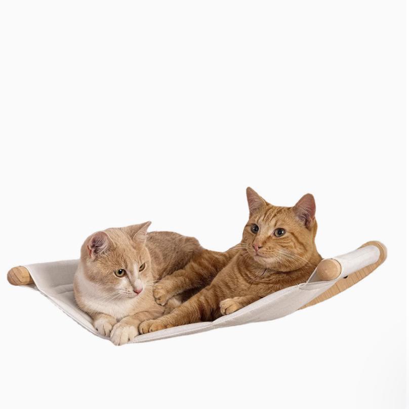 Wall-mounted wear-resistant cat scratching post Space-saving wooden hammock Pet activity and rest set