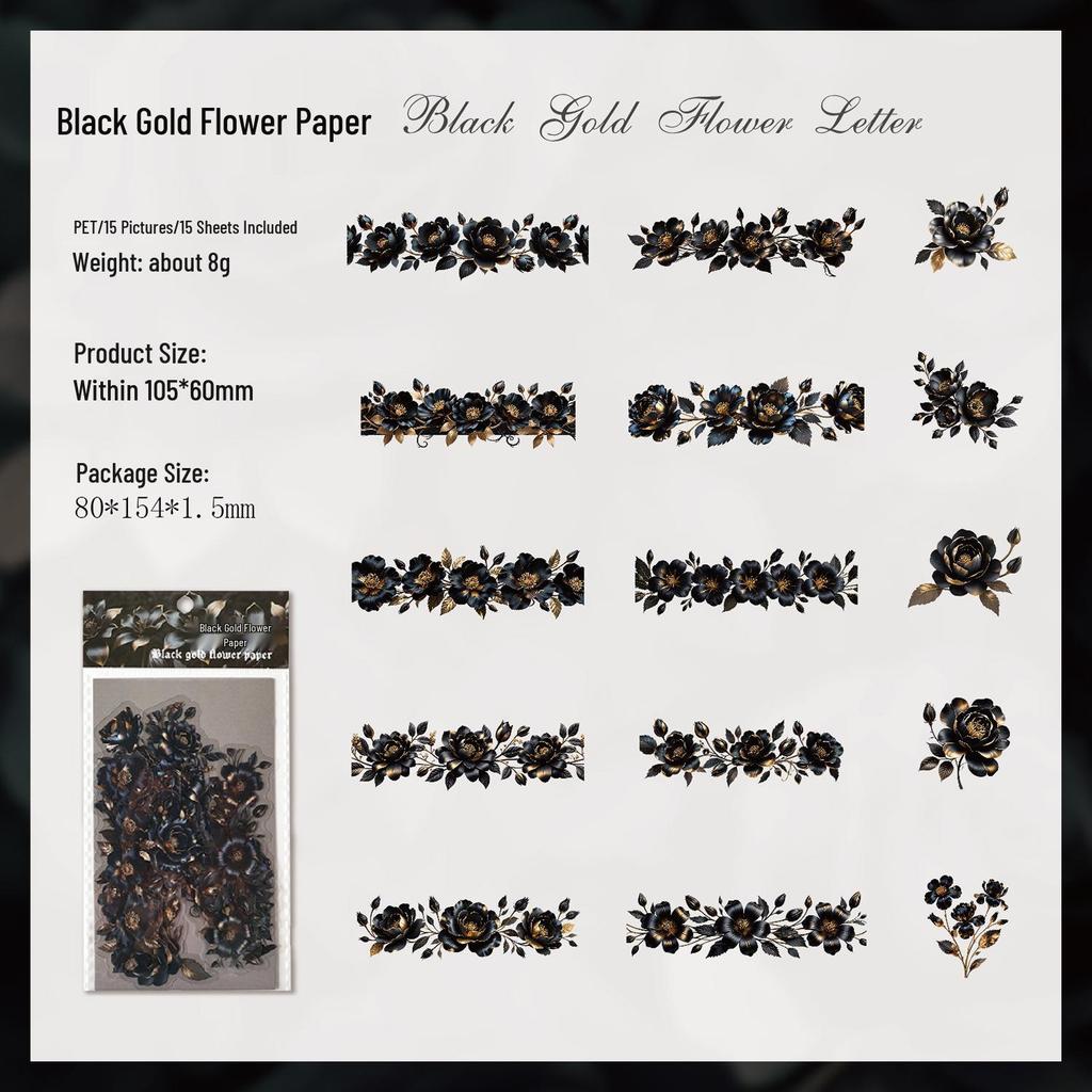 Dark Phantom Floral Art Journal Sticker Pack: Dark Theme, 6 Designs