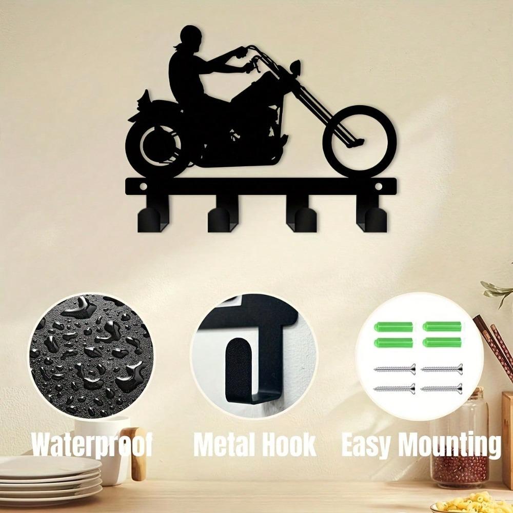Metal Motorcycle Rider Key Holder with Hook Wall Mounted Helmet Rack for Men's Room Office Porch Space Saving 5.90 Inch