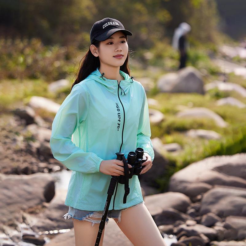 1011 Sunscreen Clothing UPF10 + Summer Ice Silk Breathable Fishing Clothing Men's and Women's UV Protection Skin Clothing Hooded Jacket