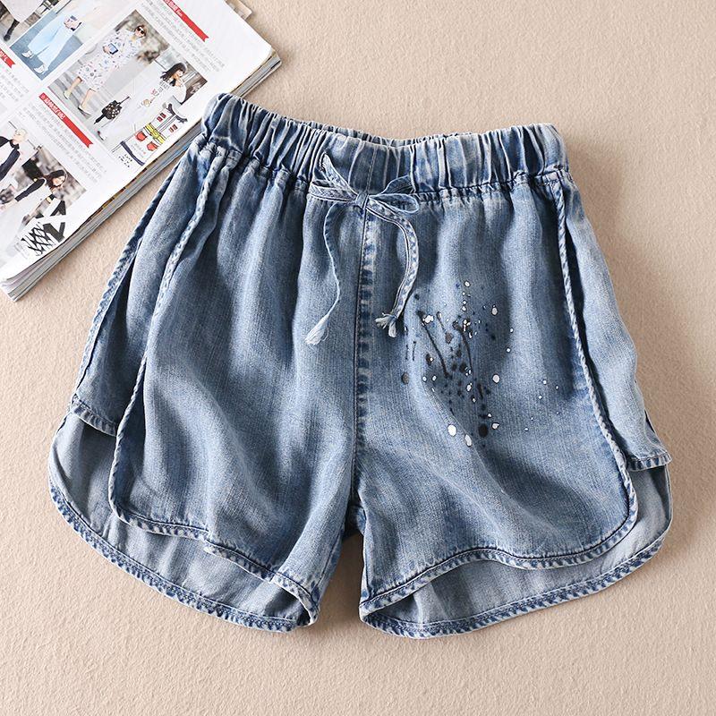 

A613 Amoi Повседневные джинсовые шорты с принтом в стиле «брызги краски» Light blue S