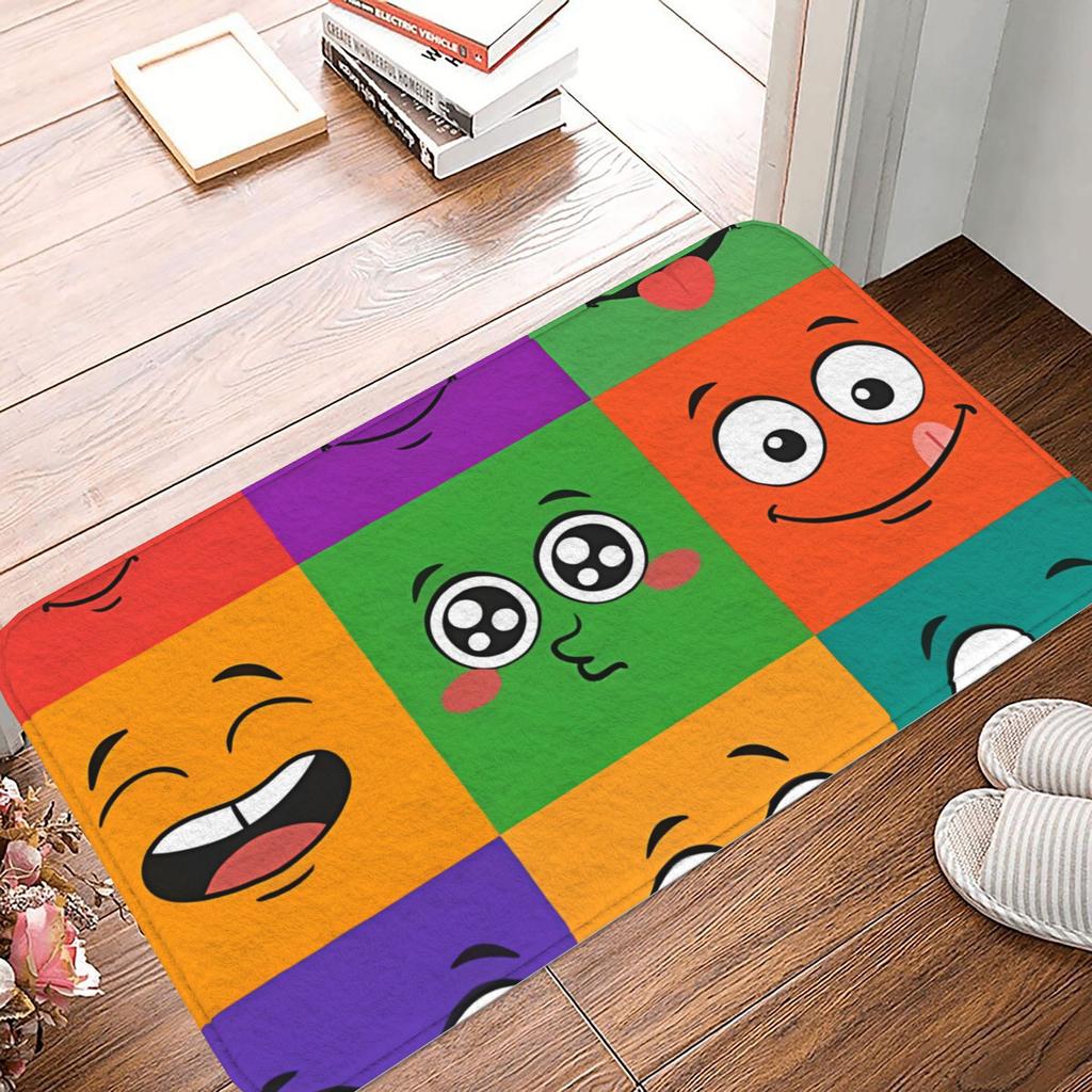 1pc Colorful Faces Christmas Decorations Non-slip Doormat Bath Mat Floor Carpet Welcome Rug Bedroom Decorative
