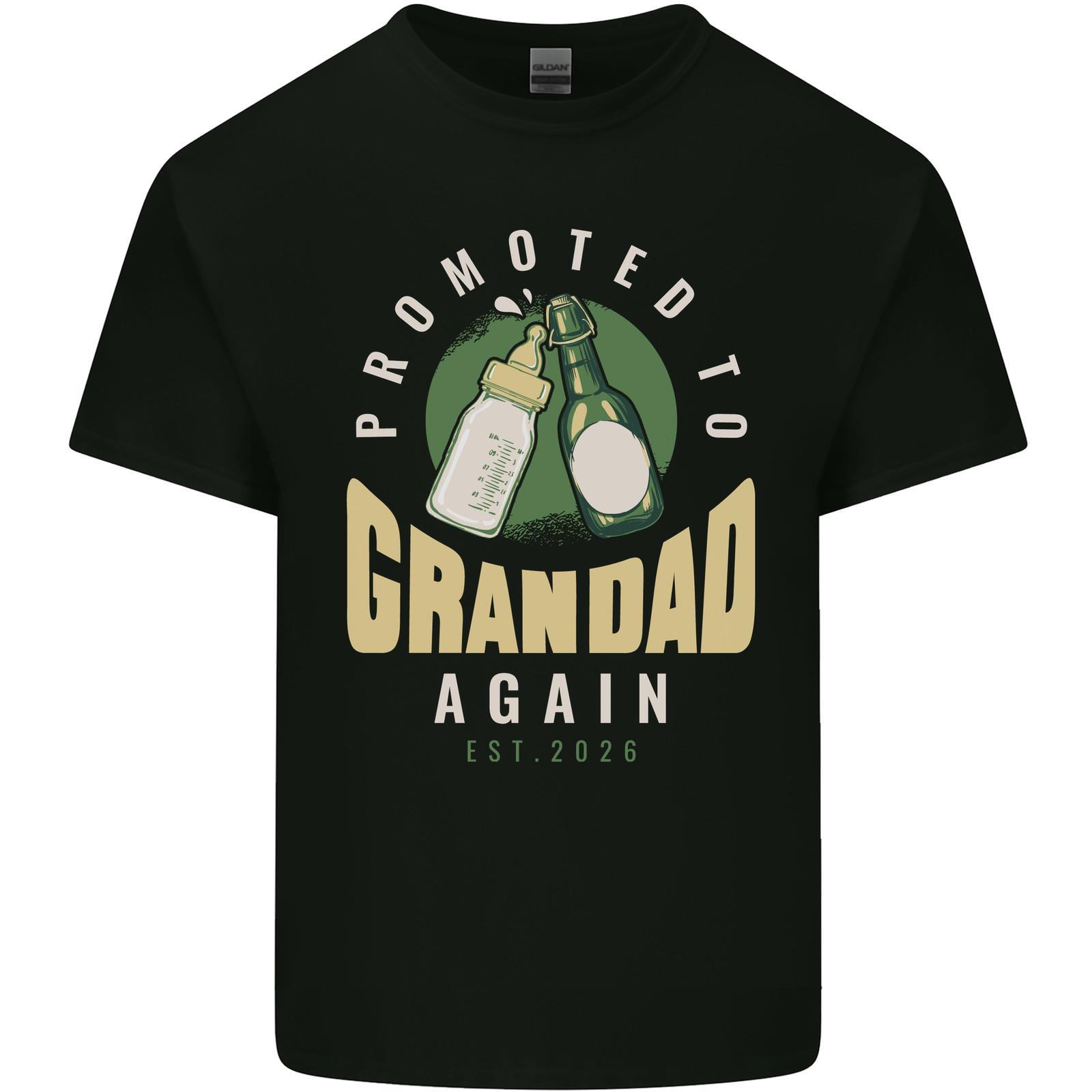 Promoted to Grandad Est. 2026 Mens Cotton T-Shirt Tee Top S разноцветный