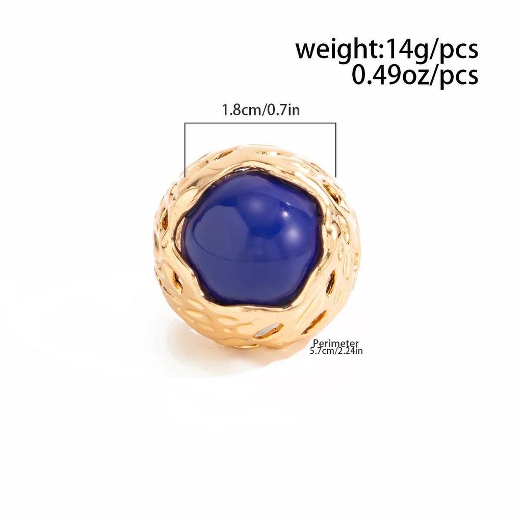Salircon Exquisite Retro Inlaid Resin Thick Open Rings for Women Punk Geometry Chunky Stackable Knuckle Ring Aesthetics Jewelry