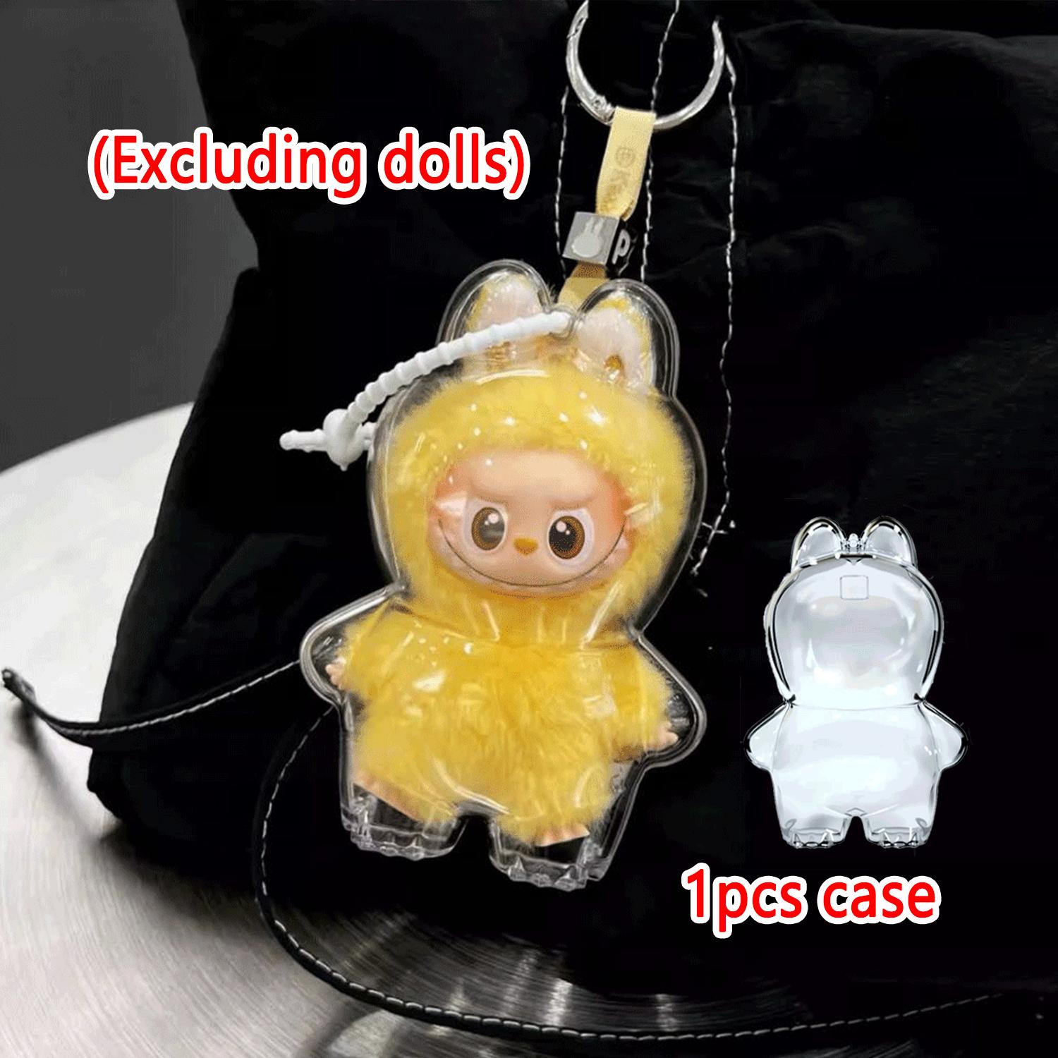 New Transparent Case For Labubu 4.0 Pin For Love Protective Cover Plush Doll Display Bag Portable Organizer Box For Labubu Case