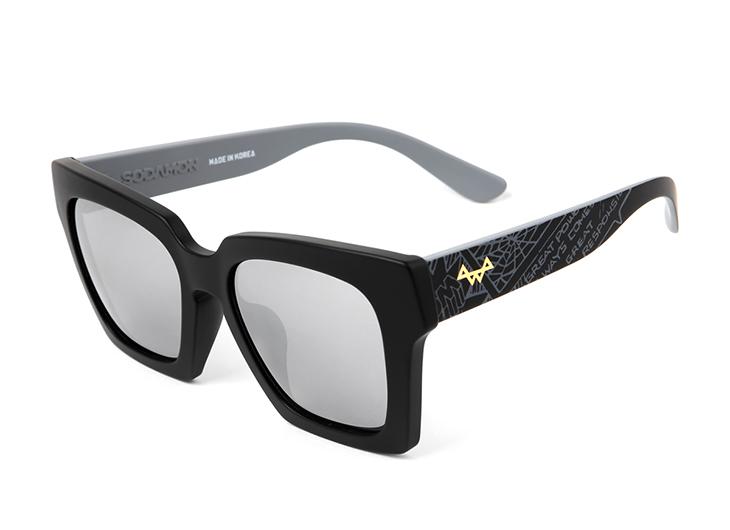 Sodamon Horn-Rimmed Sunglasses Fashion Black Sunglasses Mirror Sunglasses Ht602-C07(He)