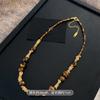 Tiger's eye stone beaded winding long necklace niche sweater chain retro style personalized versatile necklace jewelry