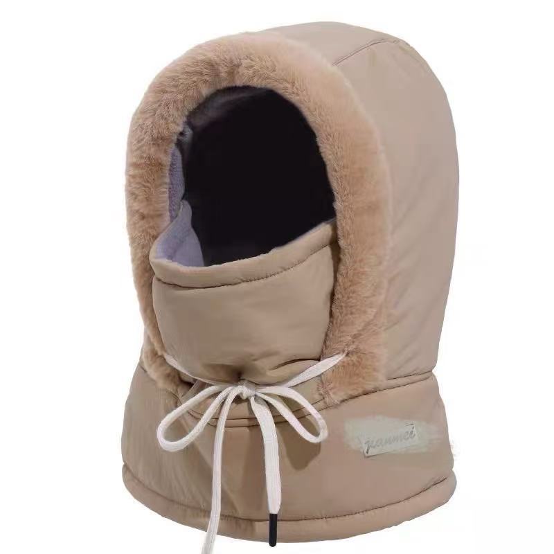 Hat Female Winter Riding Electric Vehicle Warm Artifact Thickened Cotton Hat Windproof and Cold Mask Winter Male