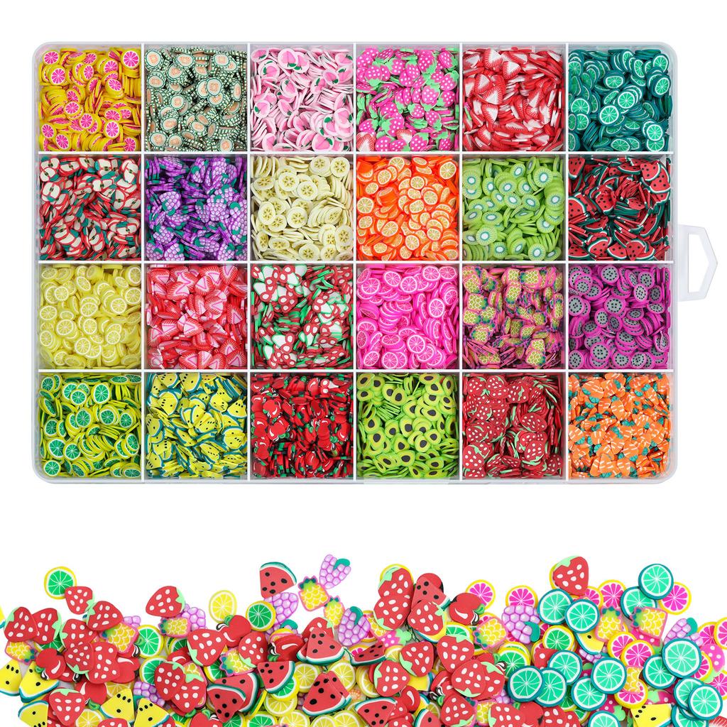 17000Pcs 3D Fruit Slices Polymer Clay Nail Art Decoration Tiny Fruit Slices For Nails DIY Mixed Fruit Flower Slices Sticker