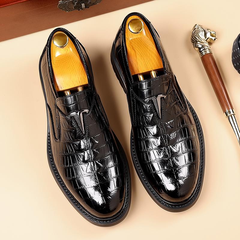 Fashion 2025 Italian Brand Men's Loafers High-quality Crocodile Pattern Business Casual Shoes for Men's Fashionable New Dress Shoes