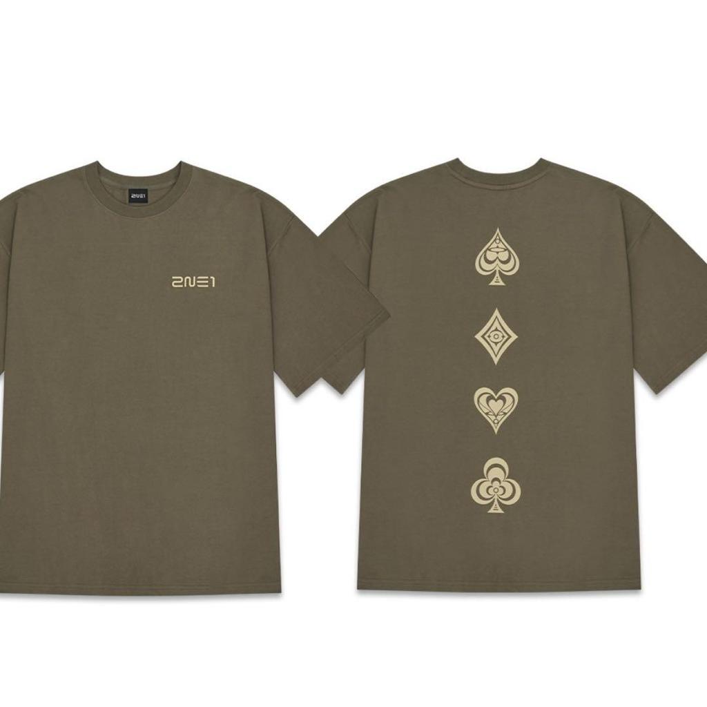 [USED] 2NE1 World Tour Korean Apparel Khaki T-Shirt Seoul Confan Size L