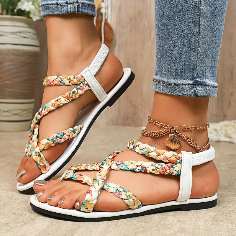 Fashion 2025 Women Bohemia Sandals Fashion Printing Floral Casual Shoes Women Slip On  Summer Flat Big Size Sandals Sandalias De Mujer